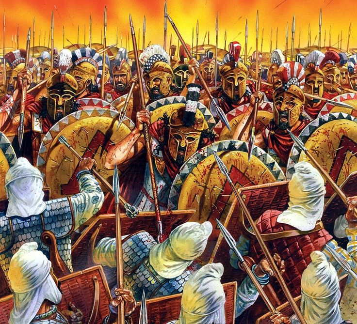 Trang vẽ mô tả cuộc chiến giữa lính Hy Lạp và quân Ba Tư tại đèo Thermopylae